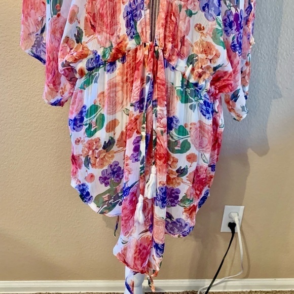 NWT Rachel Roy Wrap Robe L/XL Sheer Lightweight Flowy Boho Pink Purple Floral - Picture 4 of 15